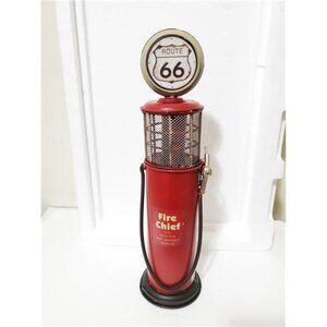 Vintage Route 66 Gas Pump Model – Red Fire Chief Retro Metal Décor Collectible